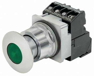 Siemens Mushroom Head Push Button: Illuminated, Mushroom Head Profile, Metallic - Illuminated Mushroom-Head Push Buttons