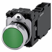 SIEMENS Flush Push Button Operator: Non-Illuminated, Flush Profile, Non-Metallic, 22 mm, 1NO/1NC (MPN 3SU1150-0AB40-1FA0). Key specifications — Brand: SIEMENS; Action: Momentary; Series: 3SU; Push Button Material Type: Non-Metallic.