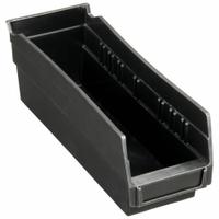 QUANTUM STORAGE SYSTEMS Shelf Bin: 11 5/8 in Overall Lg, 4 1/8 in x 4 in, Black, Nesting Capable (MPN QSB101BR). Key specifications — Brand: QUANTUM STORAGE SYSTEMS; % Recycled Content: 100%; Manufacturer Part Number: QSB101BR; Includes Dividers: Dividers Not Included; Electrostatic Discharge: Not Electrostatic Discharge Conductive.