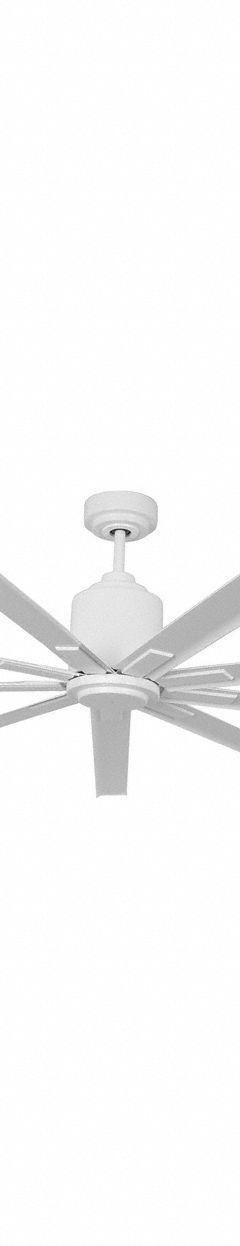 MAXX AIR Ceiling Fan: 13,000 cfm Airflow, 8 ft Blade Dia, 6 Speeds, 120V AC, Single Phase, White (MPN ICF96 WLWHUPS). Key specifications — Voltage: 120V AC; Light Kit: No; Number of Speeds: 6; Phase: Single; Current: 0.65 A; Brand: MAXX AIR.