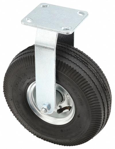 APPROVED VENDOR Plate Caster: Rigid, Steel, 10 in Wheel Dia., 3 in Wheel Wd - Plate Casters with Pneumatic Wheels