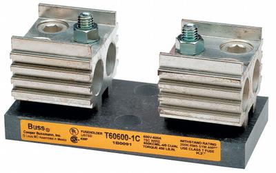 BUSSMANN Fuse Block: Open Block Design, 1 Pole, 600 V AC, Box Lug - Fuse Blocks for UL Class T Fuses