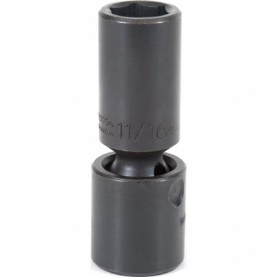 PROTO Flex Impact Socket: 15/16 in Socket Size, 6-Point, Deep, Black Oxide, Not Tether Capable - 1/2" Drive SAE Flex Impact Sockets