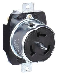 HUBBELL Locking Receptacle: Non-NEMA, Black, 125/250V AC, 50 A Current Rating, 3 Poles, 4 Wires (MPN CS6369). Key specifications — Brand: HUBBELL.