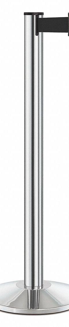 LAVI Barrier Post with Belt: Black, No Pattern, No Legend, 10 ft Belt Lg, Silver, 10 ft x 2 in (MPN 50-3000A/CL/BK). Key specifications — Base Material: Steel; Belt Color: Black; Brand: LAVI; Post Material: Aluminum; Post Color: Silver; Message: No Legend.