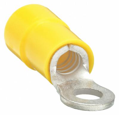 GRAINGER Ring Terminal: Yellow, Vinyl Insulation, #6 Stud Size, 12 AWG to 10 AWG Wire Sizes - Insulated Ring Terminals