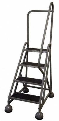 COTTERMAN Rolling Ladder: 3 ft Platform Ht, Partially Assembled, Steel, Wt-Actuated Auto-Lock (MPN ST-403 A2 C1 P5). Key specifications — Includes Handrails: Handrails Included; Material: Steel; Brand: COTTERMAN; Color: Gray.