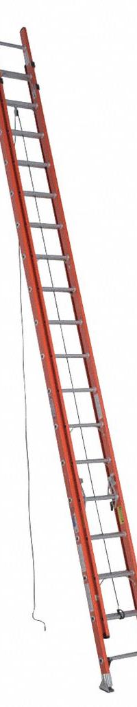 WERNER Extension Ladder: 36 ft Ladder Size, Fiberglass, 300 lb Load Capacity, 81 lb Wt, 2 Sections (MPN D6236-2). Key specifications — Color: Orange; Brand: WERNER; Included Features: Rope and Pulley; Removable Fly: Removable.