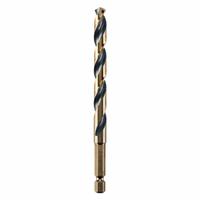 DEWALT Hex Shank Drill Bit: 21/64", 135° Split Point, Black & Gold HSS, Impact Rated (MPN DWA5021). Key specifications — attr1234973: Impact Rated; attr1234966: DEWALT; attr1234978: 0.3281.