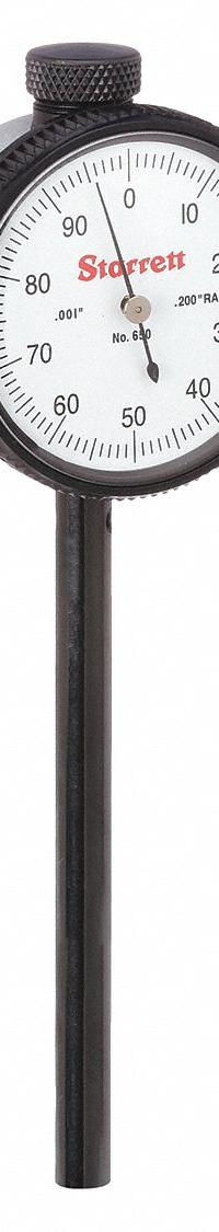 STARRETT Back Plunger Dial Indicator: 0 in to 0.2 in, Inch, Back Plunger, 0.001 in Accuracy (MPN 650A1Z). Key specifications — attr1184168: 650A1Z; attr1184178: 0-100; attr1184223: STARRETT; attr1200883: Back Plunger Dial Indicator; attr1184173: AGD 2; attr1184177: 0.001 in; attr1184208: Not Included.