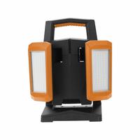 GROZ Temporary Job Site Light: 2,000 lm Max Brightness, LED, 3, 3 Brightness Levels, 3 Lamp Heads (MPN LED/685 (55118)). Key specifications — Battery Chemistry: Lithium Ion; Frame Color: Black/Orange; Lighting Technology: LED; Brand: GROZ; No. of Brightness Levels: 3.