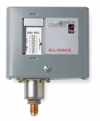 Single Pressure Control: Low Limit, Auto Reset, 20 in Hg to 100 psi, 7 psi to 50 psi, Open on Fall (MPN P170AB-2C). Key specifications — Brand: JOHNSON CONTROLS; Manufacturer Part Number: P170AB-2C; Contact Form: SPST; Rated Voltage: 120V AC; Switch Action: Open on Fall.