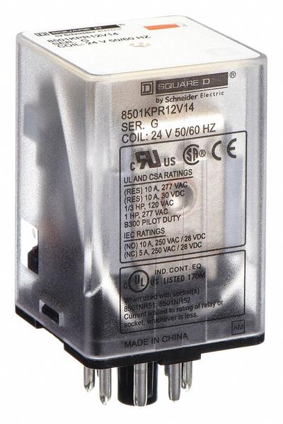 SCHNEIDER General Purpose Relay: Socket Mounted, 10 A Current Rating, 24V AC, DPDT - Socket-Mounted Relays