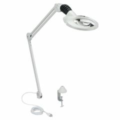 VISION-LUXO Round Magnifier Light: LED, 2.25x, 5 Diopter, 900 lm Max Brightness, 45 in Arm Reach (MPN KFL026024/18115LG). Key specifications — Arm Material: Steel; Brand: VISION-LUXO; Magnification: 2.25x; ESD Safe: No; Lens Material: Glass; Lighting Technology: LED; Operating Voltage: 120V AC; Includes Ultraviolet Light: No.