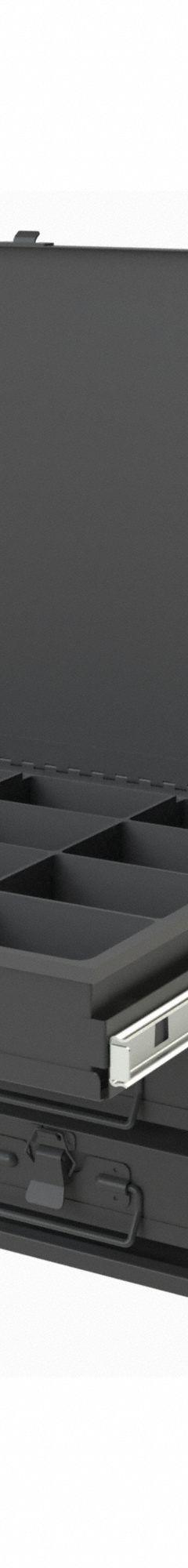 Sliding Drawer Cabinet: 15 5/8 in x 11 7/8 in x 11 7/8 in, 4 Drawers, Gray, Bearing, Assembled, Pull (MPN 307B-95-D932). Key specifications — Cabinet Color: Gray; Includes Dividers: No; Drawer Inside HxWxD: (16) 2 in x 3-3/16 in x 2-3/16 in; Stackable: Yes; Number of Compartments per Drawer: (4) 16; Brand: DURHAM MFG.