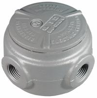 Conduit Outlet Body: Iron, GRJS, 1/2 in Trade Size, XAT Body, 7.3 cu in Body Capacity (MPN GRJS50). Key specifications — Series: For Round Body; Compatible Conduit Trade Size: 1/2 in; Thread Gender: Female; Hub Style: Threaded; Cover Included: Yes; Body Style: XAT; Connection Type: Threaded; Back Type: Round.