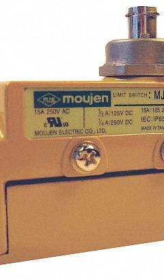 MOUJEN Limit Switch: Plunger Actuator, 25 mm Mounting Hole Horizontal Center to Center Distance (MPN MJ1-6101). Key specifications — Manufacturer Part Number: MJ1-6101; Brand: MOUJEN; Series: MJ1-6; Actuator Type: Plunger.