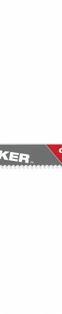 MILWAUKEE Reciprocating Saw Blade: 6 Teeth per Inch, 12 in Blade Lg, 0.05 in Blade Thick, 3 PK (MPN 48-00-5343). Key specifications — attr1109198: 6; attr1109200: Rigid for Straight Cuts; attr1109201: Tapered; attr1109209: MILWAUKEE.
