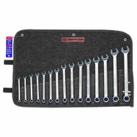 WRIGHT Wrench Set: Steel, Satin, 15 Tools, 15 Range of Head Sizes, 15° Head Offset Angle, Std (MPN 752). Key specifications — attr309520: Satin; attr309519: Steel; attr309509: 15; attr324929: WRIGHT; attr309512: Tool Roll; attr309522: No; attr309533: Yes.