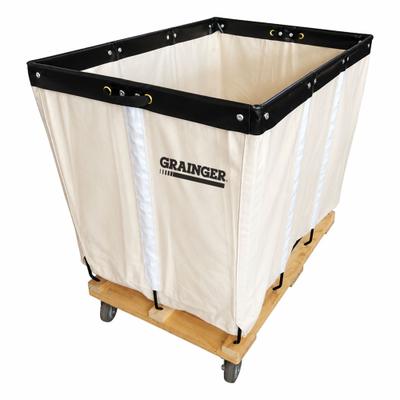 GRAINGER Basket Truck: 24.9 cu ft, 600 lb, 47 in L x 31 in W x 36 in H, White, Wood - Basket Trucks with Permanent Abrasion-Resistant Canvas Liner