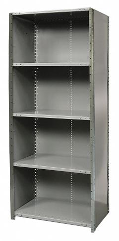 HALLOWELL Metal Shelving: Standalone, Medium-Duty, 48 in x 24 in, 84 in Overall Ht, 5 Shelves (MPN F5720-24HG). Key specifications — Assembled: Unassembled; Shelving Material: Steel; Frame Material: Steel; Color: Gray; Brand: HALLOWELL.