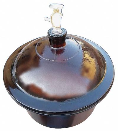 APPROVED VENDOR Desiccator: Vacuum, Round, Glass/Porcelain, 9 3/8 in Overall Dia, 12 1/2 in Overall Ht - Vacuum Desiccators