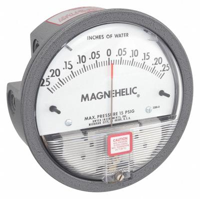 Dwyer Differential Pressure Gauge: Back/Single-Side, 1/8 in NPT Female, 2000 - Low Operating Pressure Differential Gauges