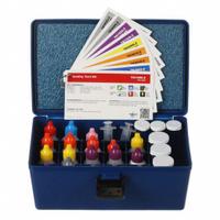 AQUAPHOENIX Water Quality Test Kit: 75 Tests (MPN TK9500-Z). Key specifications — Includes: (2) Vial 5-25 mL; Range: # of drops x 0.02 = % Acidity1 drop = 0.1% Caustic as NaOH1 drop = 0.14% Caustic as KOH# of drops x factor = amount# of drops x 5 = ppm Chlorine# of drops x 10 = ppm Chlorine; Test Parameters: Chlorine.