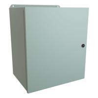 HAMMOND Electrical Enclosure: Steel, 16 in x 14 in x 10 in, NEMA 12/13/3R/4, w/Panel, Solid Cover (MPN EJ161410). Key specifications — Closure Method: Latches; Brand: HAMMOND; Knockouts: Not Included.