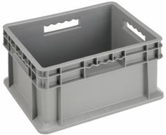 AKRO-MILS Straight Wall Tote: 6.7 gal, 15 3/4 in x 11 3/4 in x 8 1/4 in, Stacking Capable, Gray (MPN 37288GREY). Key specifications — Material: Plastic; Stackable: Stacking Capable; Brand: AKRO-MILS.