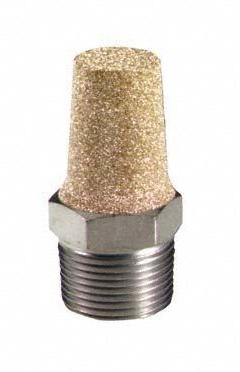 BONOMI MUFFLER: 1/4 in NPT, 9/16 in Hex Size, Bronze, 250 psig Max Op Pressure (MPN SBM-2). Key specifications — attr124412: BONOMI; attr124422: Bronze.