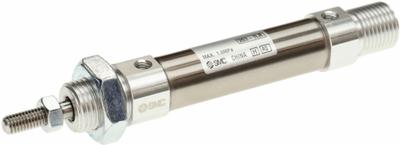 SMC Round Body Cylinder: 10 mm Bore, 80 mm Stroke, Non-Repairable, Stainless Steel - Double End Mount Cylinders