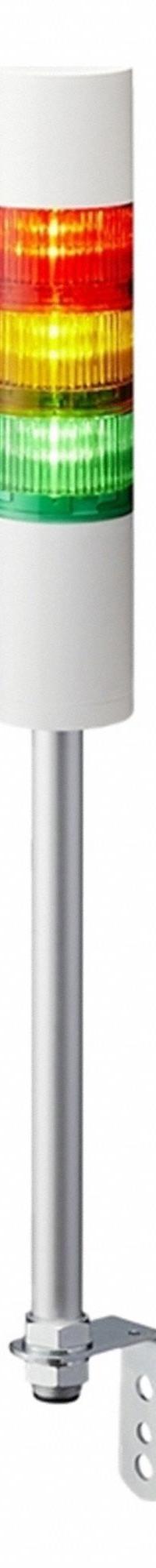 PATLITE Tower Light Assembly: 3 Tier, Sounder Tier Included, IP54, Amber/Green/Red, Direct Wire (MPN LR6-302LJBW-RYG). Key specifications — Manufacturer Part Number: LR6-302LJBW-RYG; Brand: PATLITE; Operating Voltage: 24V DC; Light Tier Color: Green.