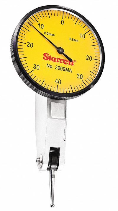 STARRETT Horizontal Dial Test Indicator: 0 mm to 0.8 mm, Horizontal, Metric - Dial Test Indicators - Horizontal & Tilted-Face Styles