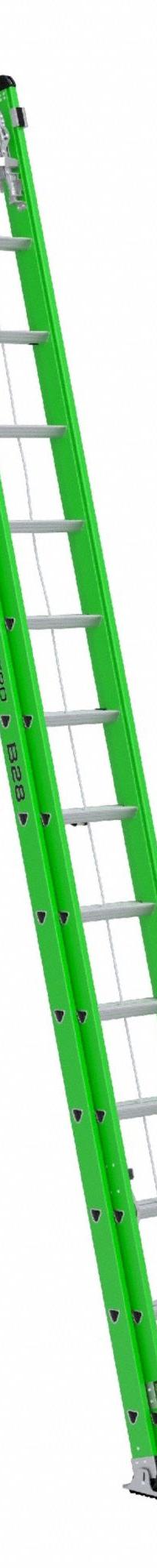WERNER Extension Ladder: 28 ft Ladder Size, Fiberglass, 375 lb Load Capacity, 55 lb Wt, 2 Sections (MPN B7128-2X9294). Key specifications — Color: Green; Brand: WERNER; Included Features: Rope and Pulley; Removable Fly: Removable.