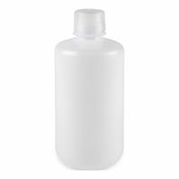 GLOBE SCIENTIFIC Storage Bottle: HDPE, 33.81 fl oz, 1 L, Colorless, 38 mm Screw Closure Size (MPN 7561000BKS). Key specifications — Body Color: Colorless; Closure Attached: Packaged Separately; Brand: GLOBE SCIENTIFIC; Pre-Cleaned: None; Closure Included: Yes.