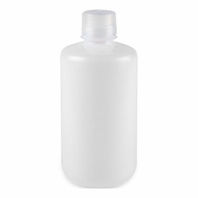 GLOBE SCIENTIFIC Storage Bottle: HDPE, 33.81 fl oz, 1 L, Colorless - HDPE Narrow Mouth Round Lab Bottles