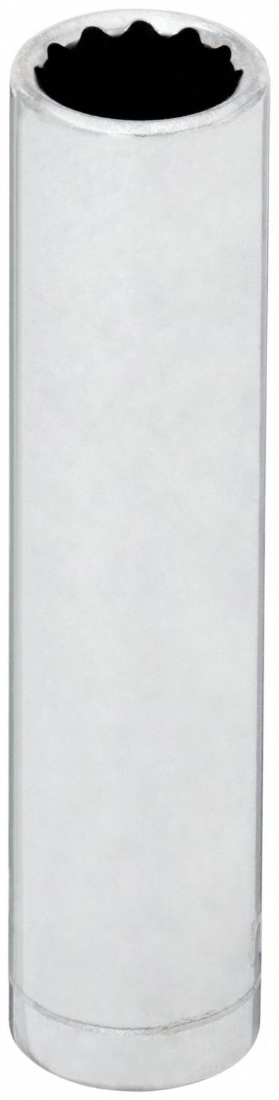 WESTWARD Socket: SAE, 1/4 in Drive Size, 3/8 in Socket Size, 12-Point, Deep, Chrome - 1/4" Drive Hand Sockets