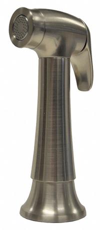 DANCO Kitchen Sprayer: Plastic, Brushed Nickel, 3 1/2 in Overall Lg, 1/2" Connection Size, NPSM (MPN 9D00010332). Key specifications — Inlet Connection Type: NPSM; Brand: DANCO; Connection Size: 1/2"; Color/Finish: Brushed Nickel; Includes: Guide; Material: Plastic; Product Type: Kitchen Sprayer.