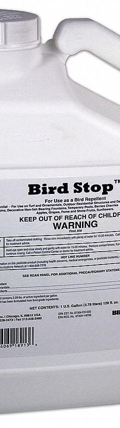 BIRD-X Bird Repellent: Liquid, 1 acre Coverage Area, Jug, 1 gal Container Size, Outdoor Use (MPN BS-GAL). Key specifications — Indoor/Outdoor Use: Outdoor; Brand: BIRD-X; Container Type: Jug; Form: Liquid.