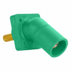 Single Pole Receptacle: Green, Angled Taper Nose Mating, Threaded Stud Termination, 600V AC/600V DC (MPN 16R29-1UG). Key specifications — Series: 16; Receptacle Gender: Male; Brand: LEVITON.
