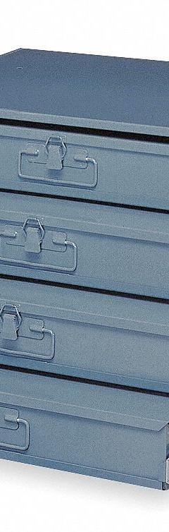 Sliding Drawer Cabinet: 20 3/8 in x 15 3/4 in x 14 7/8 in, 4 Drawers, 0 Dividers, Gray, Bearing (MPN 303B-15.75-95-D952). Key specifications — Cabinet Color: Gray; Includes Dividers: No; Drawer Inside HxWxD: 3 in x 18 in x 12 in; Stackable: Yes; Number of Compartments per Drawer: 12; Brand: DURHAM MFG.