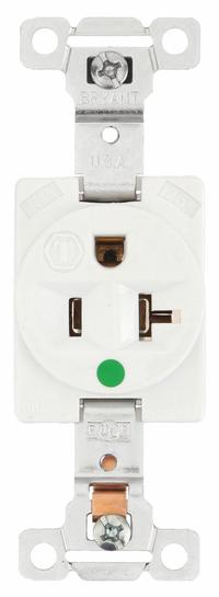 BRYANT Receptacle: Hospital Grade, Single, 5-20R, White, 125V AC, 20 A, 2 Pole / 3 Wire (MPN 8310W)