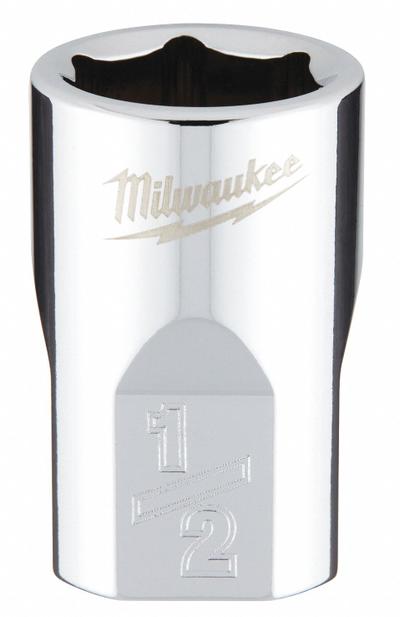 MILWAUKEE Standard Socket: SAE, 3/8 in Drive Size, 1/2 in Socket Size, 6-Point, Std - Anti-Roll Hand Sockets