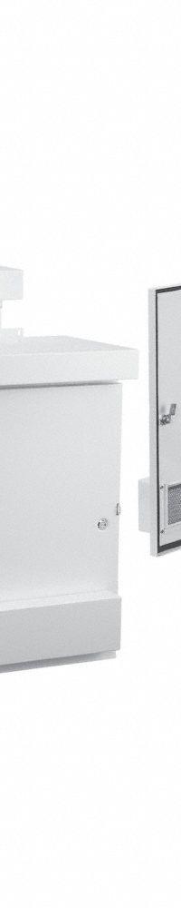 HOFFMAN Enclosure: NEMA 3R, Steel, 47 in x 24 in 14 in, 115V AC, 6 in Fan Dia, White, Latches (MPN WF40LP). Key specifications — attr1042237: HOFFMAN; attr1042238: Latches; attr1042239: White; attr1042246: Steel; attr1042258: 3R; attr1042260: 115V AC.
