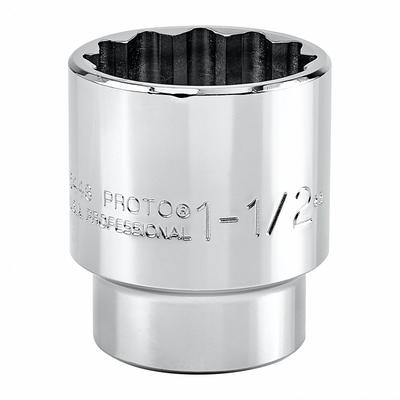 PROTO Socket: SAE, 1/2 in Drive Size, 1 1/2 in Socket Size, 12-Point, Std, Chrome - 1/2" Drive Hand Sockets