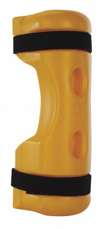 RACK SENTRY Pallet Rack Guard: Strap-On, On Upright, 4 in x 6 in x 18 in, Polymer, Yellow (MPN RSC-100). Key specifications — Brand: RACK SENTRY; Mounting Location: On Upright; Includes: (2) Straps; Color: Yellow; Material: Polymer.