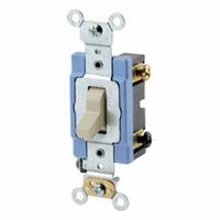 LEVITON Wall Switch: Toggle Switch, 3-Way, Maintained, Ivory, 120V AC, 15 A (MPN 1203-2I). Key specifications — Illuminated: No.