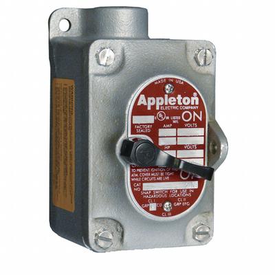 APPLETON ELECTRIC Tumbler Switch: 1 Gang, 3-Way, 20 A, 277 V AC, Dead-End Hub - One-Gang Front Lever Tumbler Switches