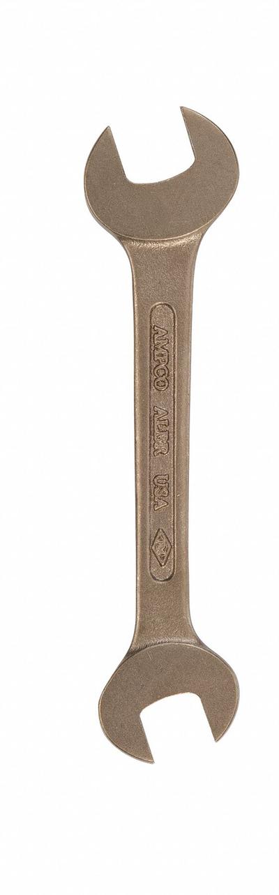 AMPCO Open End Wrench: Aluminum Bronze, Natural, 6 mm_7 mm Head Size, 3 15/16 in Overall Lg - Metric, Double End, Open End Nonsparking Wrenches